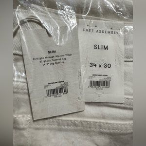 Free Assembly White Slim Jean 34 x 30